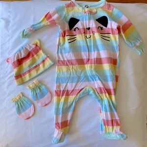 Baby Girl Onesie with hat and mittens